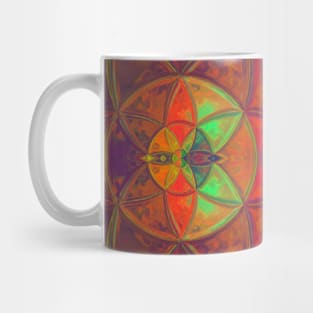 Mosaic Kaleidoscope Flower Purple Orange and Green Mug